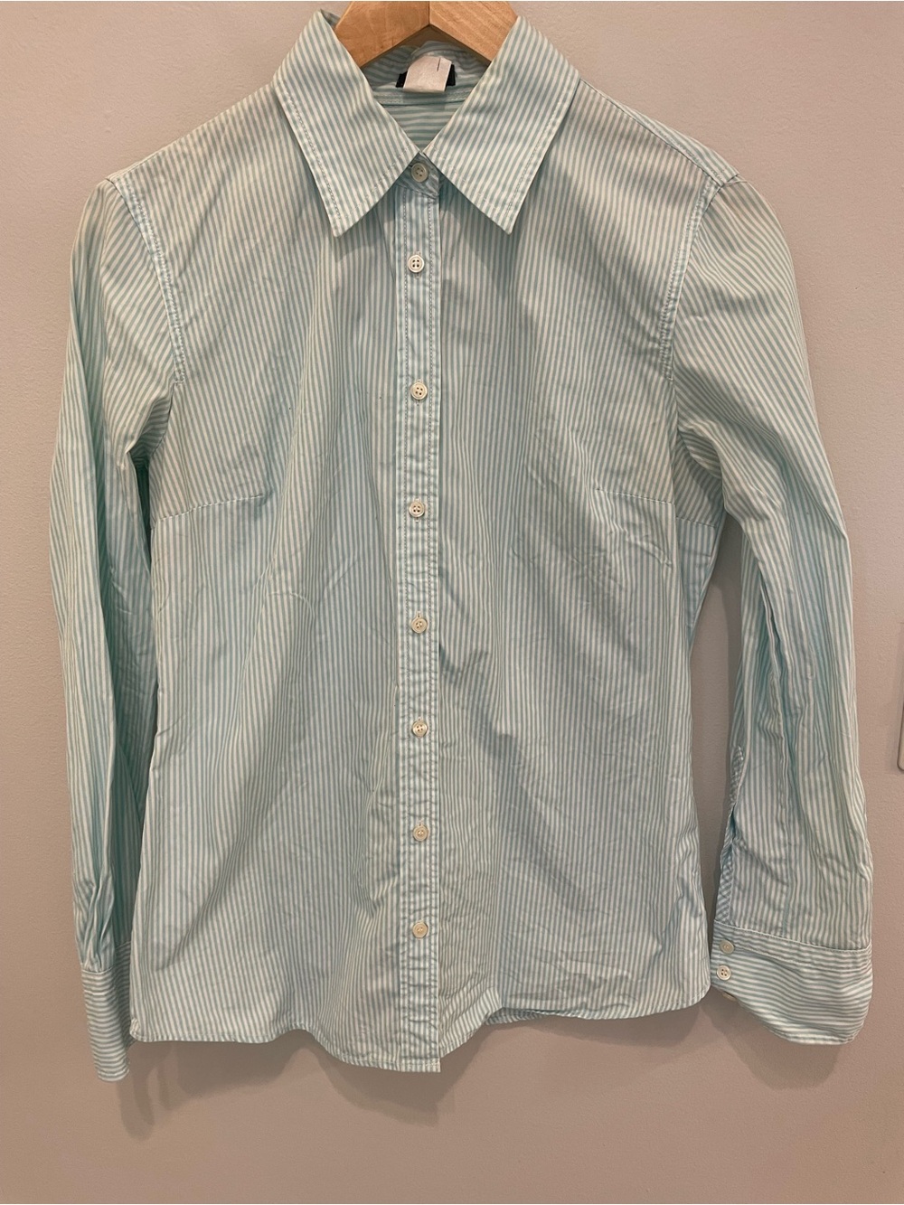 J. Crew Women’s Mint Green Striped Dress Shirt